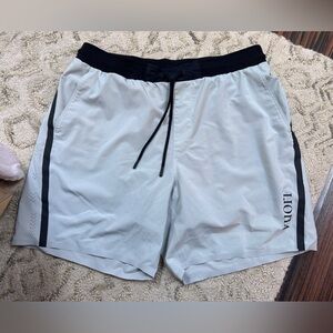 Vuori Light Gray Athletic Lined Shorts with Black Trim